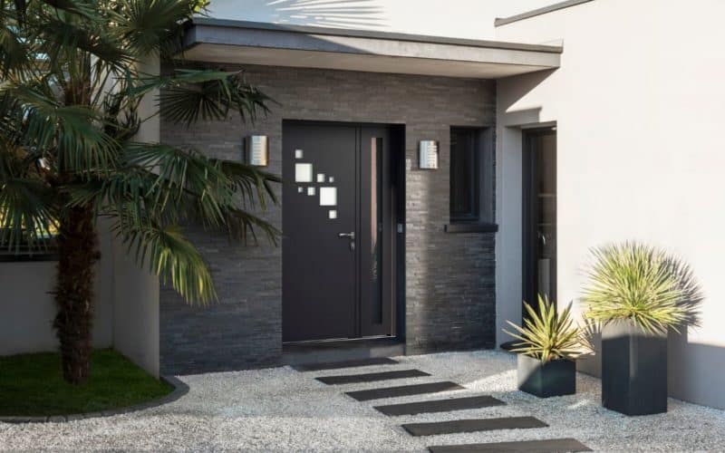 Porte d'entrée aluminium gris anthracite